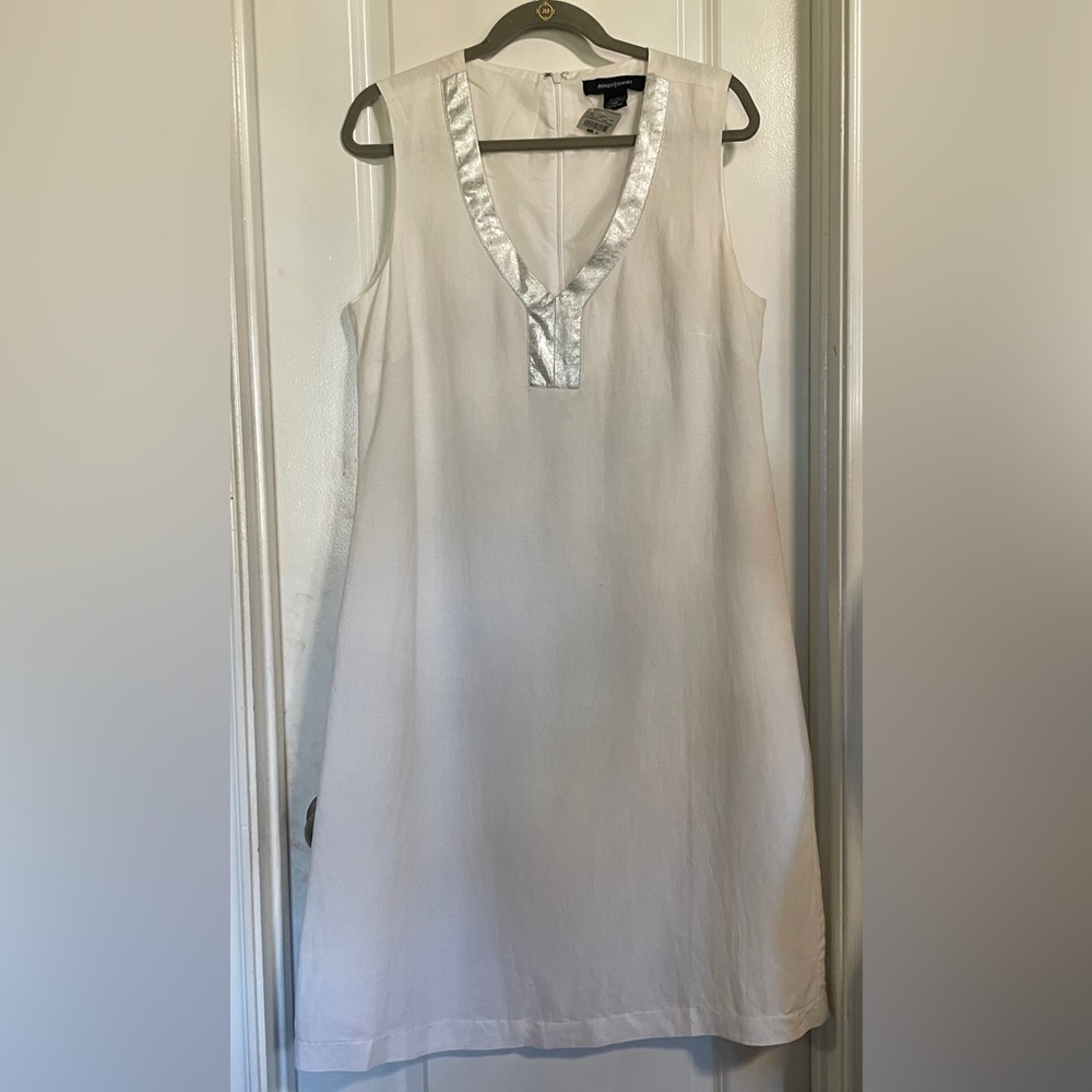 Ashley Stewart White V-Neck Midi Dress